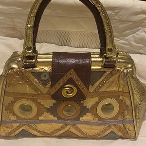 Vintage Metallic Top Handle Bag